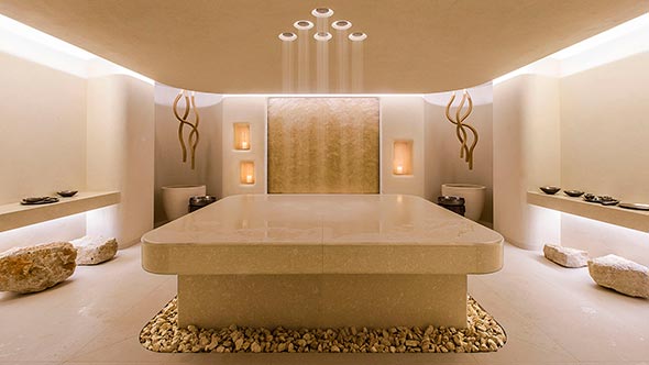 Hammam in Six Senses Spa at The Alpina Gstaad with heated marble table