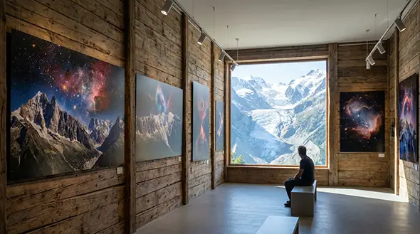 Cosmic alpine landscape photo exhibition
