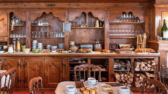 Morning breakfast buffet with local products.