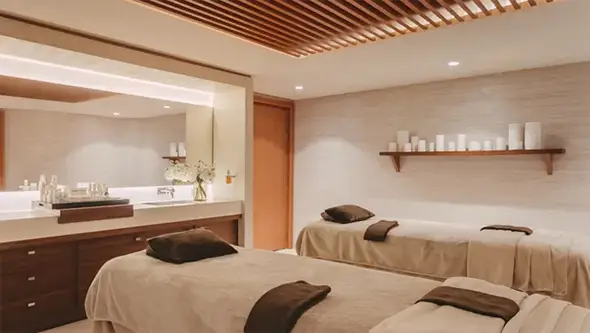 Treatment room at Spa Diane Barriere in the hotel.