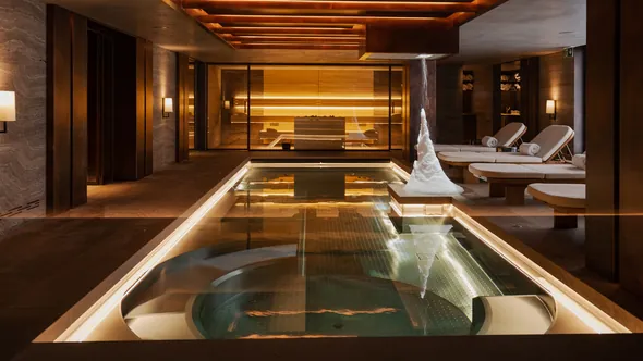 The indoor pool with its snow cone in the private spa at No. 14 Verbier
