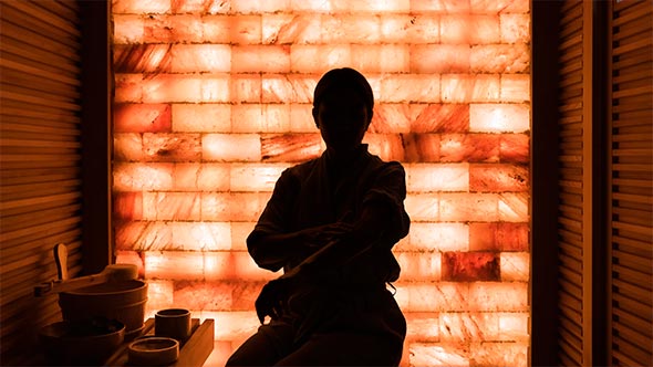 Salt room at Asaya Spa Relaxation in the Asaya Spa salt room at Rosewood Courchevel for post-ski recovery.