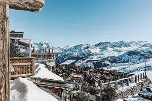 La Soucoupe restaurant with a panoramic mountain view in Courchevel