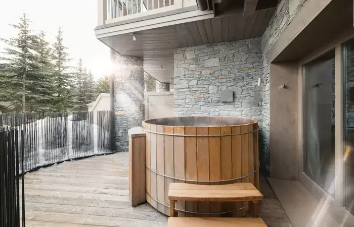 The outdoor hot tub at the Goji Spa, Le K2 Palace, Courchevel 1850