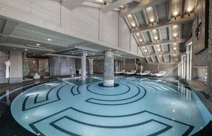 The indoor swimming pool at the Goji Spa, Le K2 Palace, Courchevel 1850