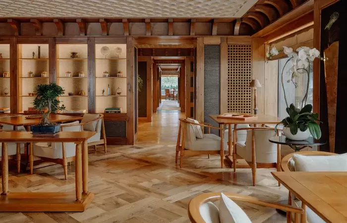 Parquet floor and forest windows in the refurbished Library
