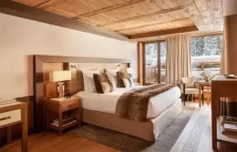 Spacious Deluxe room at Fouquets Courchevel.