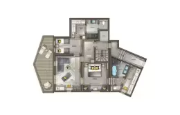 Floor plan of a Family Suite at Le K2 Altitude, Courchevel 1850