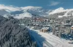 the Courchevel 1850 resort from above in winter