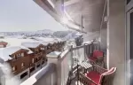 A balcony terrace overlooking the village at Le K2 Djola, Courchevel 1850