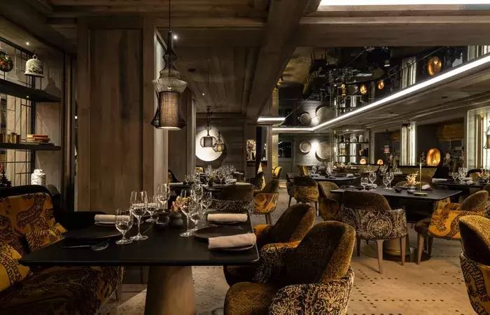 The dining room at Le Bottleneck, Le K2 Chogori, Val d'Isere
