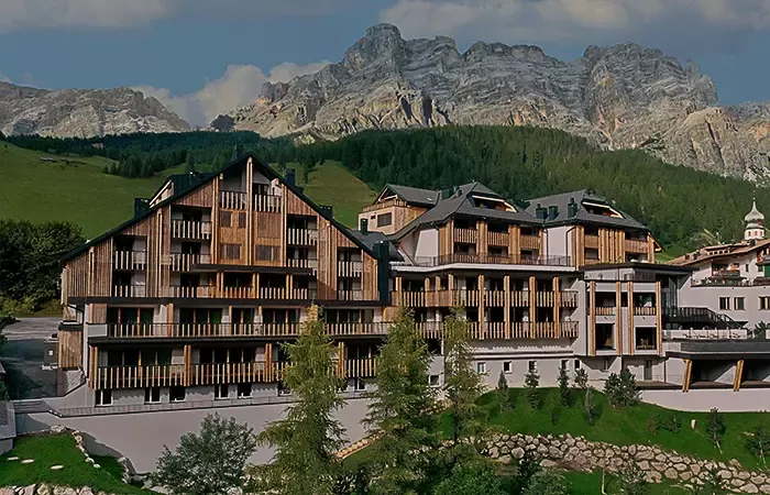 Aman Rosa Alpina resort building in the Dolomites