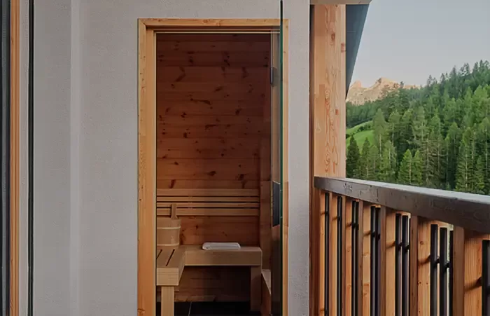 Private sauna in the Rosa Alpina Suite.