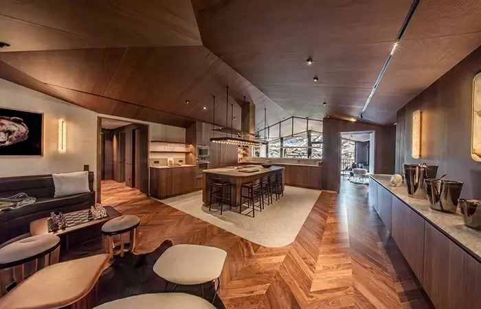 Modern kitchen in chalet Cristal in Val d-Isere.