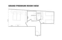 Floor plan of the Grand Premium Room with View at Fahrenheit Seven Les Menuires