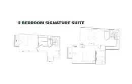 Floor plan of the 2-Bedroom Signature Suite over two levels, Fahrenheit Seven Les Menuires