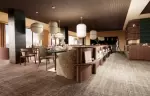 Restaurant dining room with pendant lighting at Fahrenheit Seven Les Menuires