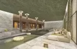 Long indoor pool with slender columns and day beds at Barma Hotel & Spa, Courchevel La Tania