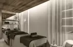 Double treatment room with two massage tables in the Susanne Kaufmann spa at Barma, La Tania
