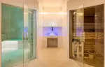 Glass doors to the sauna and steam room in the spa, Hotel Hermitage, Breuil-Cervinia