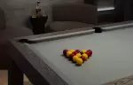 The pool table set up in the billiard room at No. 14 Verbier
